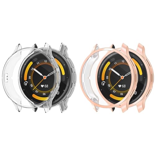 2 Stück Hülle mit Schutzfolie Kompatibel mit Garmin Venu 3S Schutzhülle, Flexibles TPU Vollschutz Display Schutz Schutzhülle Vollständige Abdeckung Stoßfestes Displayschutz Hülle (Roségold+Klar) von KAREN66