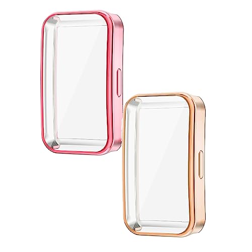 2 Stück Hülle mit Schutzfolie für Huawei Band 8 Schutzhülle - TPU Kratzfest Rundum Abdeckung Schutzhülle Schutz Case mit Displayschutz für Huawei Band 8 Smart Watch (Rosa&Roségold) von KAREN66