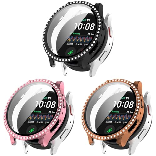 3 Stück Hülle Kompatibel mit Samsung Galaxy Watch 7 44mm Schutzhülle - Strass Glitzer Harter PC Schutzhülle Stoßfest Kratzfest Bling Diamant Bumper Case für Galaxy Watch7 44mm Smartwatch 3 Stück Hülle Kompatibel mit Samsung Galaxy Watch 7 44mm Schutzhülle - Strass Glitzer Harter PC Schutzhülle Stoßfest Kratzfest Bling Diamant Bumper Case für Galaxy Watch7 44mm Smartwatch von KAREN66