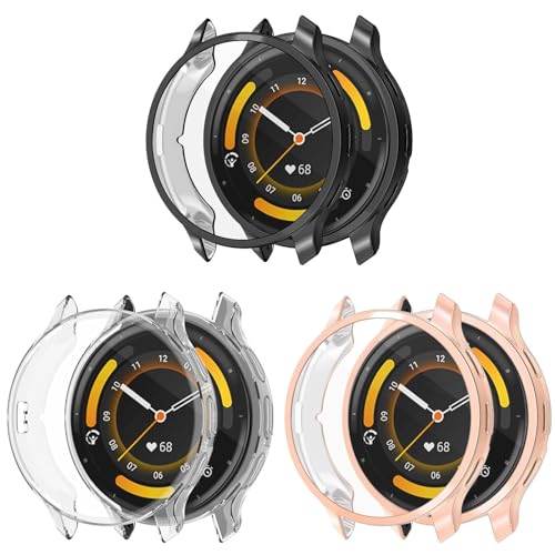 3 Stück Schutzhülle Kompatibel mit Garmin Venu 3S, Flexibles TPU Vollschutz mit Displayschutzfolie Kratzfest Displayschutz Schutz Hülle für Garmin Venu 3S Smartwatch 41mm (Schwarz/Roségold/Klar) von KAREN66