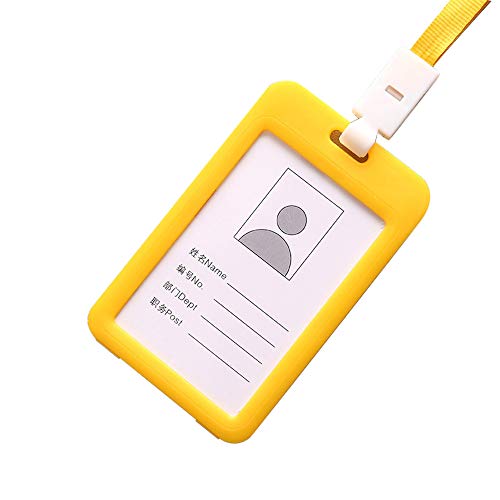 Ausweishülle Kartenhülle mit Schlüsselband, Kunststoff Abnehmbar Ausweiskartenhalter Transparente Ausweishalter Arbeitskartenhalter für Ausstellung, Büro (Gelb) von KAREN66