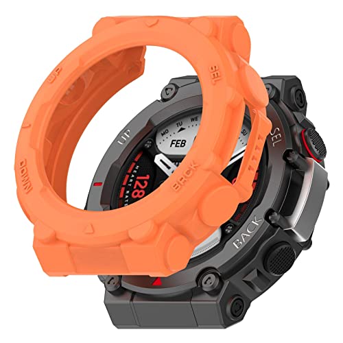 Hülle Kompatibel mit Amazfit T-Rex 2 Schutzhülle - Soft Silikon Stoßstange Schutzhülle ultradünne stoßfeste Hülle für Amazfit T-Rex 2 Outdoor Smartwatch Zubehör (Orange) von KAREN66