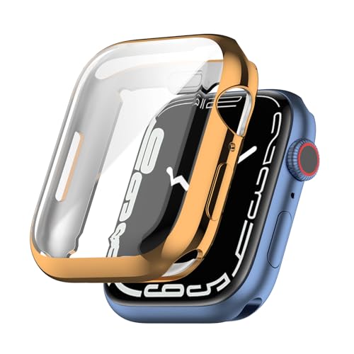 Hülle Kompatibel mit Apple Watch 9 41mm mit Kratzfest ​Displayschutzfolie, TPU beschichtete Schutzhülle Cover Armor Shell für iWatch 9 41mm Gehaüse (Roségold) von KAREN66