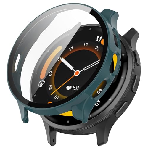 Hülle Kompatibel mit Garmin Venu 3 mit Glas Displayschutz - Hart PC Schutzhülle Vollschutz Kratzfest Display Schutzfolie Ultradünne Schutz Case für Garmin Venu 3 Smartwatch 45mm (Grün) von KAREN66