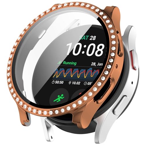 Hülle Kompatibel mit Samsung Galaxy Watch 7 40mm Schutzhülle - Strass Glitzer Harter PC Schutzhülle Stoßfest Kratzfest Bling Diamant Bumper Case für Galaxy Watch7 40mm Smartwatch (Roségold) von KAREN66