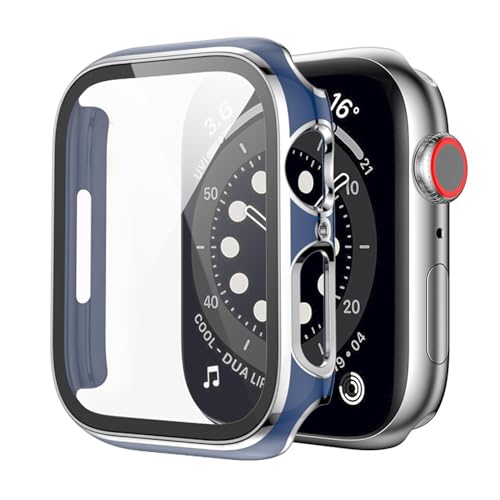 Hülle mit Glas Displayschutz Kompatibel mit Apple Watch 9 41mm - Hart PC Schutzhülle Vollschutz Kratzfest Display Schutzfolie Ultradünne Schutz Case für iWatch 9 41mm (H) von KAREN66