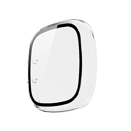 Hülle mit Glas Displayschutz Kompatibel mit Fitbit Versa 3 Smartwatch - Hart PC Schutzhülle Vollschutz Kratzfest Display Schutzfolie Ultradünne Schutz Case für Fitbit Versa 3 (Klar) von KAREN66