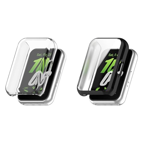 KAREN66 2 Stück Schutzhülle Kompatibel mit Samsung SM-R390 Galaxy Fit 3 Smartwatch, TPU Hülle Schutzfolie, Leicht Weiche Silikon Case, Ultradünne Schutz Zubehör, Kratzfest Gehäuse,Klar+Schwarz KAREN66 2 Stück Schutzhülle Kompatibel mit Samsung SM-R390 Galaxy Fit 3 Smartwatch, TPU Hülle Schutzfolie, Leicht Weiche Silikon Case, Ultradünne Schutz Zubehör, Kratzfest Gehäuse,Klar+Schwarz von KAREN66
