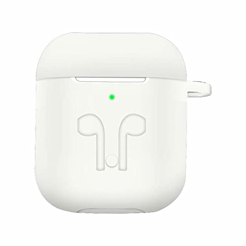 KAREN66 Silikon Hülle Kompatibel mit Airpods 1/2 Bluetooth-Kopfhörer Schutzhülle Stoßdes wasserdichtes Abdeckung Wireless Ohrhörer Zubehör mit Karabiner von KAREN66