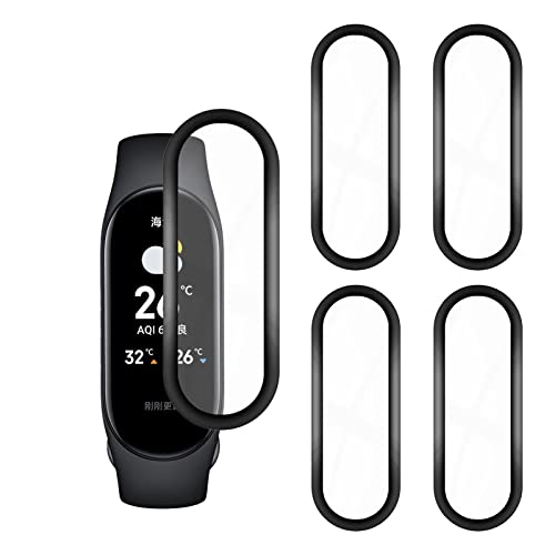 KAREN66 Kompatibel mit Xiaomi Mi Band 7 Schutzfolie, 3D Gebogene Vollabdeckung Schutz Displayschutzfolie, Wasserdicht Folie Anti-Kratzer Blasenfrei HD Klar für Xiaomi Smart Band 7 (5 Stück) von KAREN66