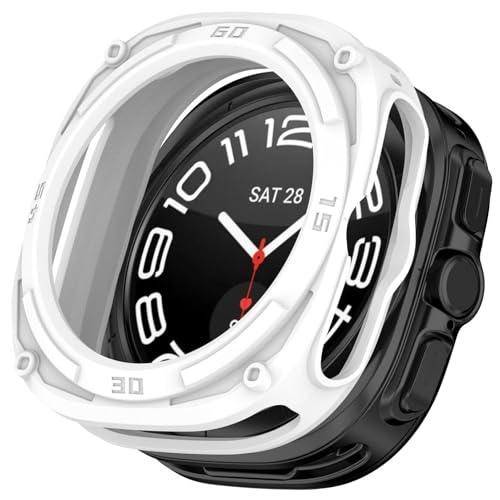 Rugged Armor Hülle Kompatibel mit Samsung Galaxy Watch 7 Ultra Schutzhülle, Weiche Silikon Schutzhülle Stoßfestes Hülle für Galaxy Watch 7 Ultra 47mm Smartwatch (Weiß) von KAREN66