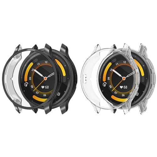 Schutzhülle Kompatibel mit Garmin Venu 3S Hülle, 2 Stück Flexibles TPU Vollschutz mit Displayschutzfolie Kratzfest Displayschutz Schutz Hülle für Garmin Venu 3 Smartwatch 45mm (Schwarz/Klar) von KAREN66