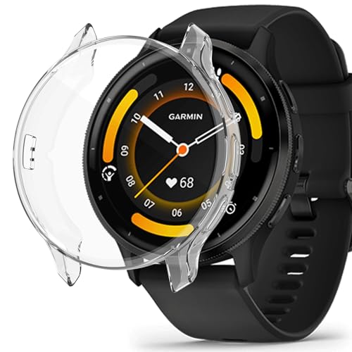 Venu 3 Schutzhülle Kompatibel mit Garmin Venu 3, Flexibles TPU Vollschutz mit Displayschutzfolie Kratzfest Displayschutz Schutz Hülle für Garmin Venu 3 Smartwatch 45mm (Klar) von KAREN66