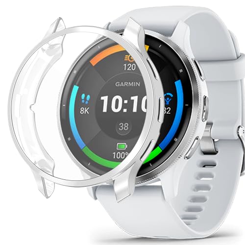 Venu 3 Schutzhülle Kompatibel mit Garmin Venu 3, Flexibles TPU Vollschutz mit Displayschutzfolie Kratzfest Displayschutz Schutz Hülle für Garmin Venu 3 Smartwatch 45mm (Silber) von KAREN66