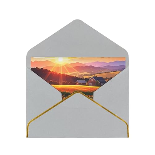 Bedruckte Grußkarten mit Sonnenblume und Sonnenuntergang, exquisite Blanko-Grußkarten mit Umschlägen, lustige Karten für jeden Anlass von KARFPP
