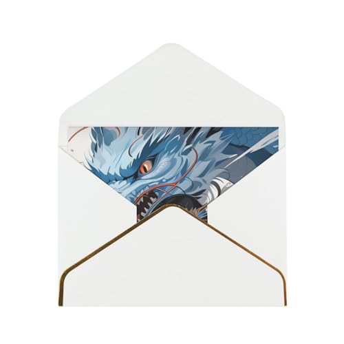 Bedruckte Grußkarten mit blauem Drachen und Mädchen, exquisite Blanko-Grußkarten mit Umschlägen, lustige Karten für jeden Anlass von KARFPP