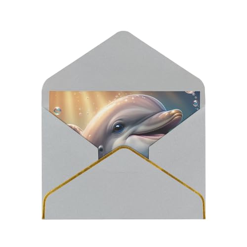 Niedliche Delfin-Grußkarten, exquisite Blanko-Grußkarten mit Umschlägen, lustige Karten für jeden Anlass von KARFPP