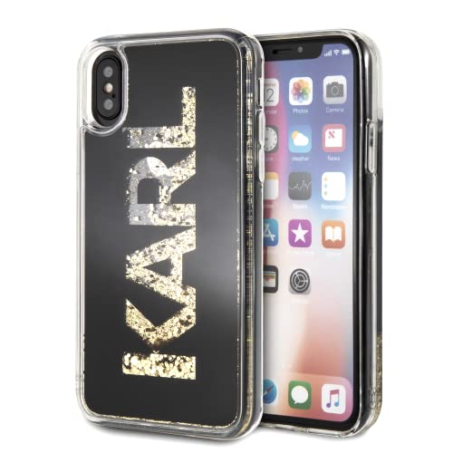 Hülle aus der Glitzer Karl Logo Kollektion KLHCPXKAGBK für iPhone X/Xs, schwarz von KARL LAGERFELD