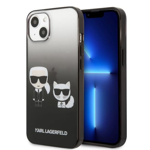 Karl Lagerfeld Gradient Ikonik Karl & Choupette – iPhone 14 Plus Hülle (Schwarz) von KARL LAGERFELD