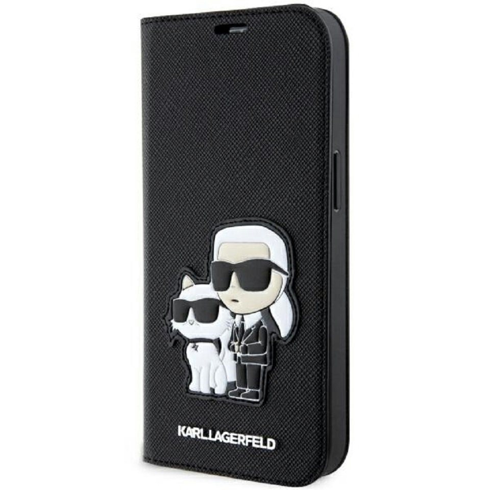 KARL LAGERFELD Handyhülle Bookcase iPhone 14 Pro Kunstleder aufstellbar schwarz 6,1 Zoll, Kantenschutz von KARL LAGERFELD