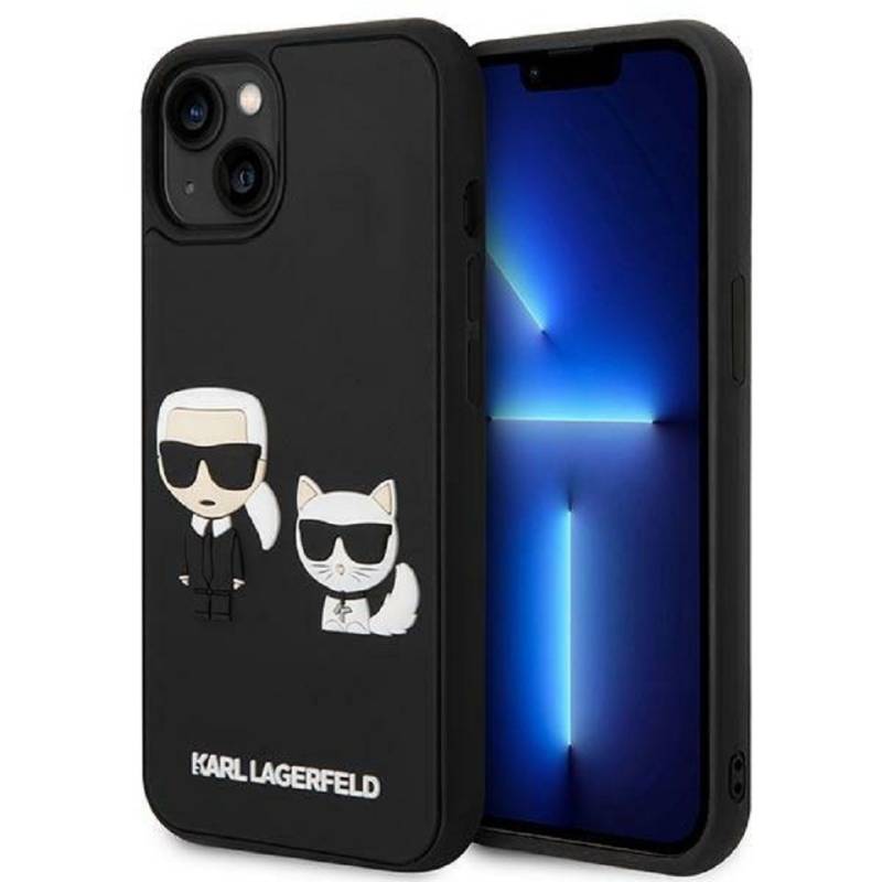 KARL LAGERFELD Handyhülle Case iPhone 14 Plus Kunststoff schwarz Katze Karl 6,7 Zoll, Kantenschutz von KARL LAGERFELD