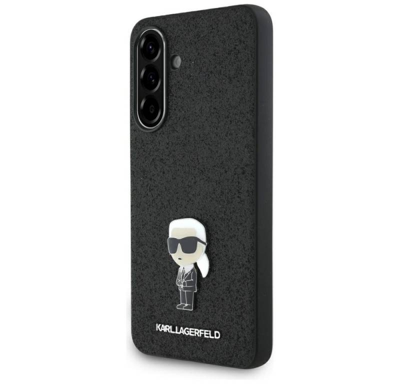 KARL LAGERFELD Handyhülle Galaxy A36 Kunststoff schwarz Glitzer Figur Logo Metall 6,7 Zoll, Kantenschutz von KARL LAGERFELD