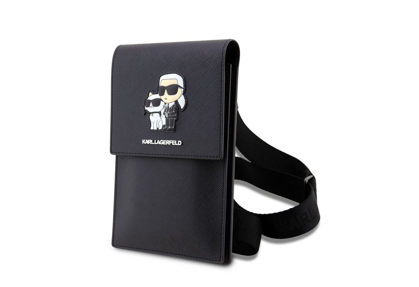 KARL LAGERFELD Handyhülle Karl Lagerfeld Saffiano Metal Logo NFT Wallet Phone Bag schwarz Schutz von KARL LAGERFELD