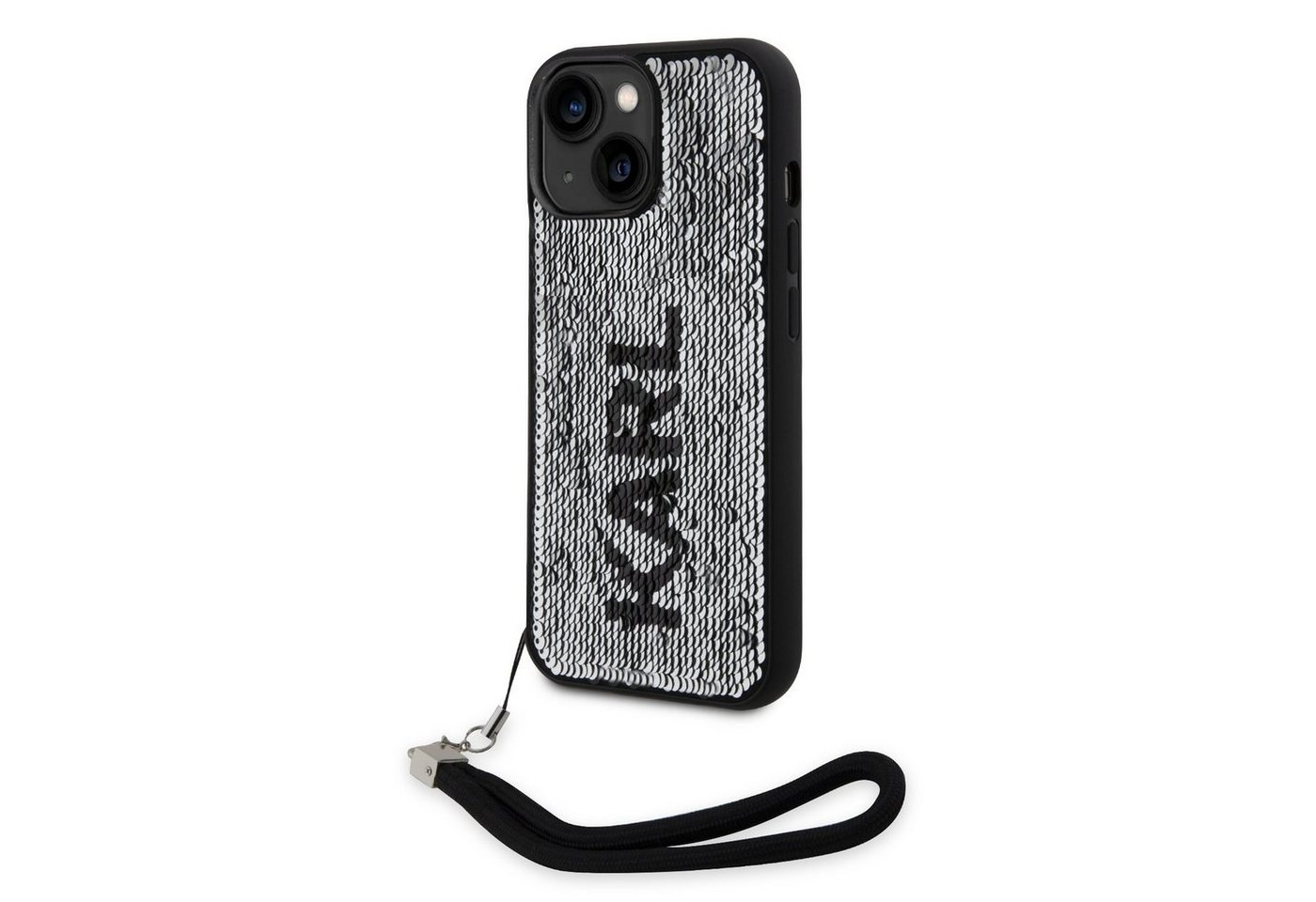 KARL LAGERFELD Handyhülle Karl Lagerfeld Sequins Reversible Case für iPhone 14 schwarz/silber Sc von KARL LAGERFELD