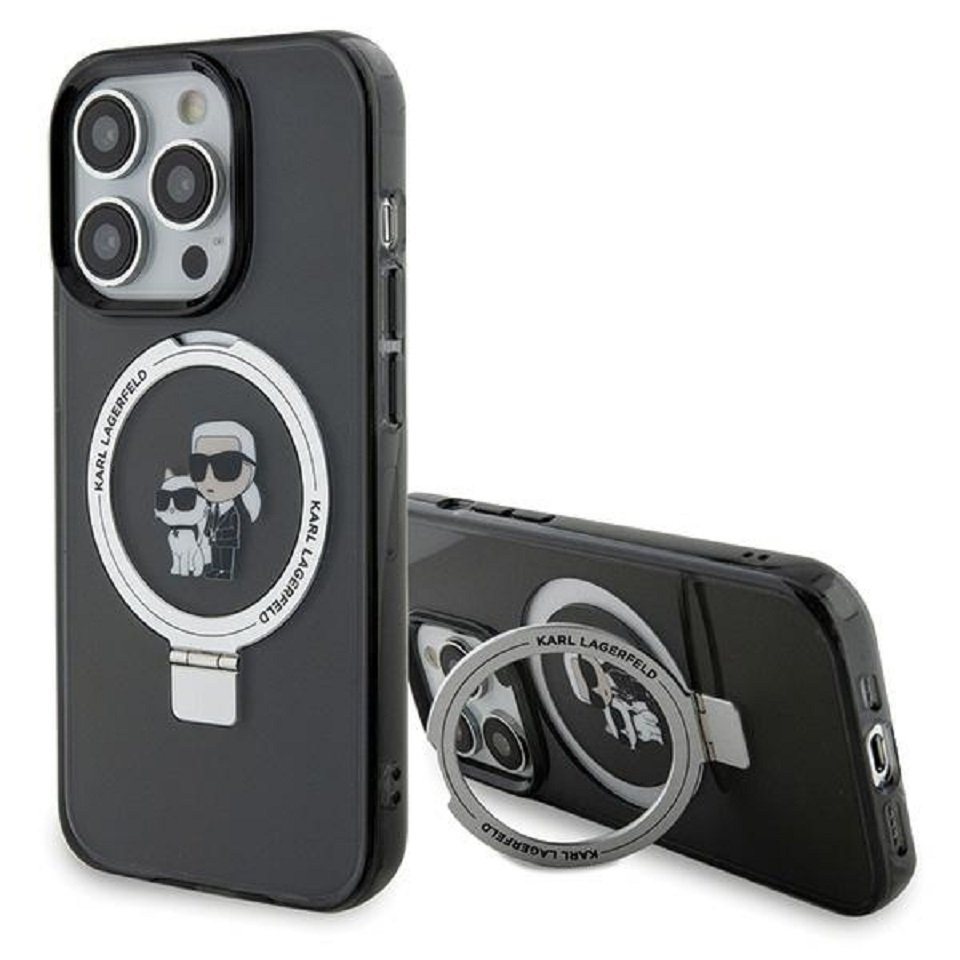 KARL LAGERFELD Handyhülle iPhone 15 Pro Max aufstellbar Magsafe kompatibel schwarz 6,7 Zoll, Kantenschutz von KARL LAGERFELD