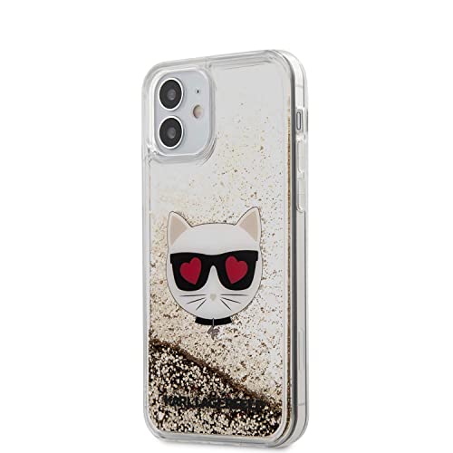 KARL LAGERFELD KLHCP12SLCGLGO Hülle für iPhone 12 5,4"" golden Liquid Glitter Choupette von KARL LAGERFELD