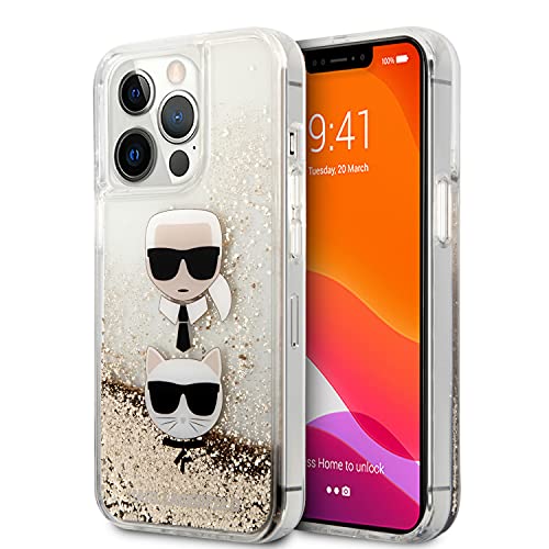 KARL LAGERFELD KLHCP13XKICGLD Hülle für iPhone 13 Pro Max 6,7" golden Liquid Glitter Karl&Choupette Head von KARL LAGERFELD