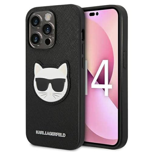 KARL LAGERFELD KLHCP14XSAPCHK hülle für iPhone 14 Pro Max 6,7" hardcase schwarz/Black Saffiano Choupette Head Patch von KARL LAGERFELD