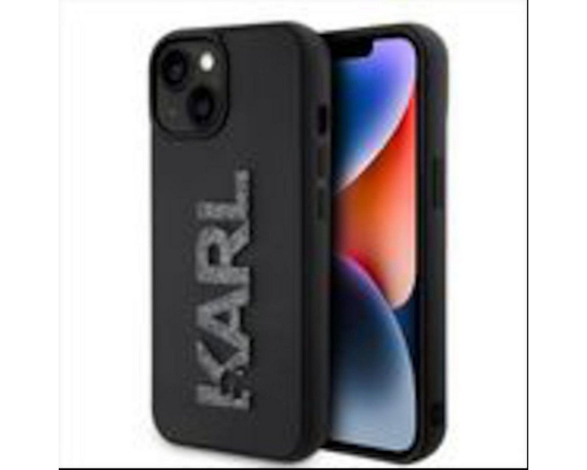 KARL LAGERFELD Smartphone-Hülle Karl Lagerfeld Apple iPhone 15 Plus Hülle 3D Rubber Glitter Logo Black von KARL LAGERFELD