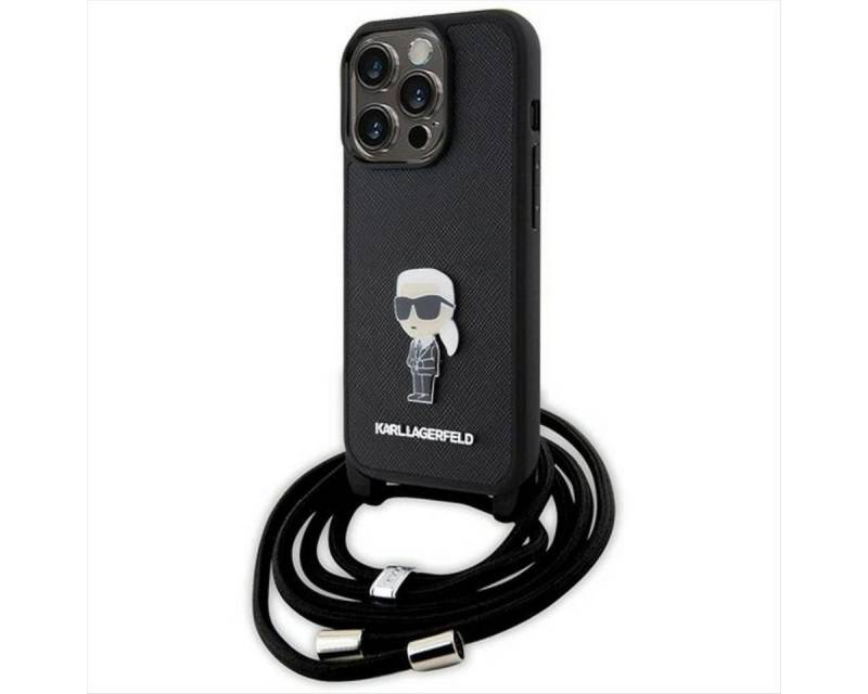KARL LAGERFELD Smartphone-Hülle Karl Lagerfeld Apple iPhone 15 Pro Max Hülle Saffiano Metal Pin von KARL LAGERFELD