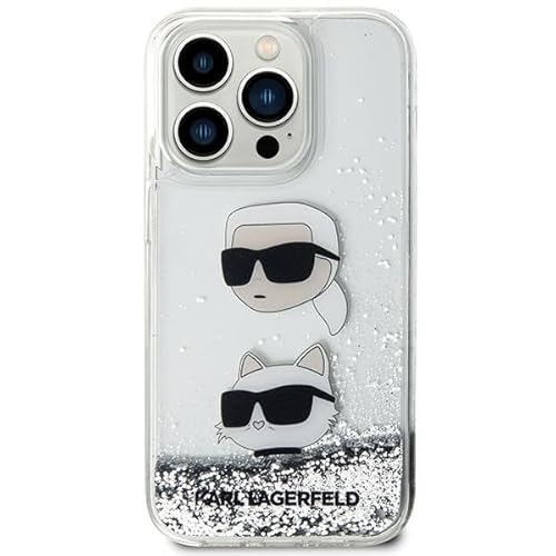 Karl Lagerfeld KLHCN61LDHKCNS Hülle für iPhone 11 / Xr 6.1" Silber hardcase Liquid Glitter Karl & Choupette Heads von KARL LAGERFELD