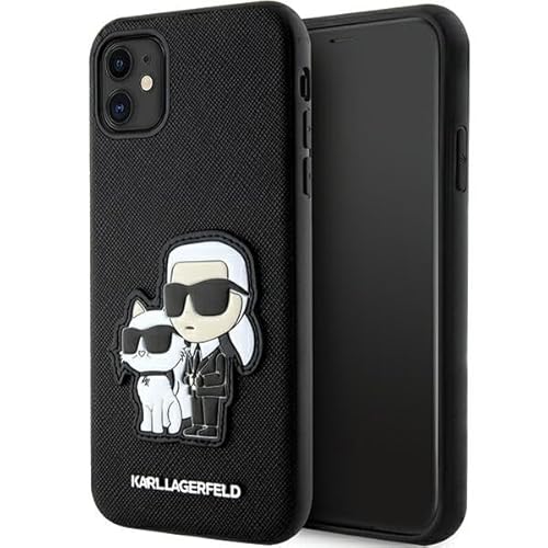 Karl Lagerfeld KLHCN61SANKCPK Hülle für iPhone 11 / Xr 6.1" hardcase Schwarz Saffiano Karl & Choupette von KARL LAGERFELD