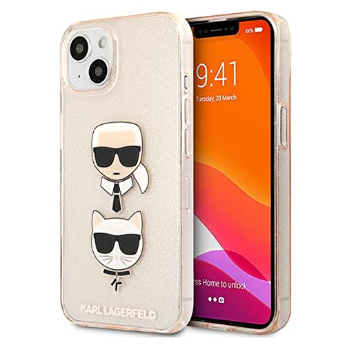 Karl Lagerfeld KLHCP13SKCTUGLGO Hülle für iPhone 13 Mini 5,4" golden Glitter Karl`s & Choupette von KARL LAGERFELD