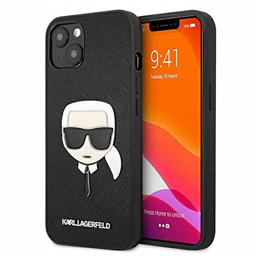 Karl Lagerfeld KLHCP13SSAKHBK Hülle für iPhone 13 Mini 5,4" schwarz Saffiano Ikonik Karl`s Head von KARL LAGERFELD