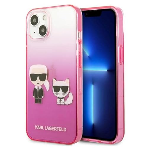 Karl Lagerfeld KLHCP13STGKCP Hülle für iPhone 13 Mini 5,4" rosa Gradient Ikonik Karl & Choupette von KARL LAGERFELD