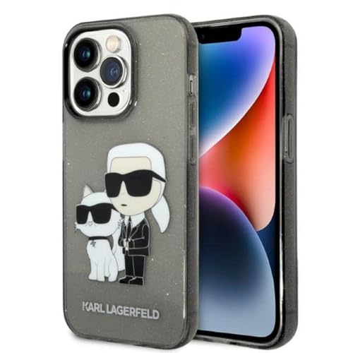Karl Lagerfeld KLHCP14XHNKCTGK Hülle für iPhone 14 Pro Max 6,7" Schwarz hardcase Gliter Karl&Choupette von KARL LAGERFELD