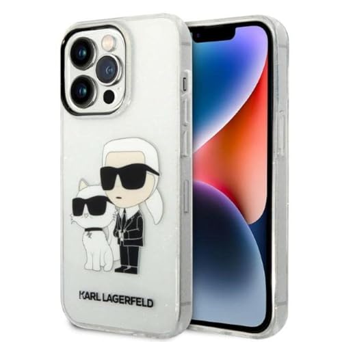 Karl Lagerfeld KLHCP14XHNKCTGT Hülle für iPhone 14 Pro Max 6,7" transparent hardcase Gliter Karl&Choupette von KARL LAGERFELD