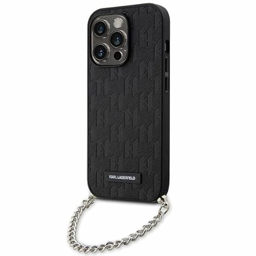 Karl Lagerfeld KLHCP14XSACKLHPK Hülle für iPhone 14 Pro Max 6.7" Schwarz hardcase Saffiano Monogram Chain von KARL LAGERFELD