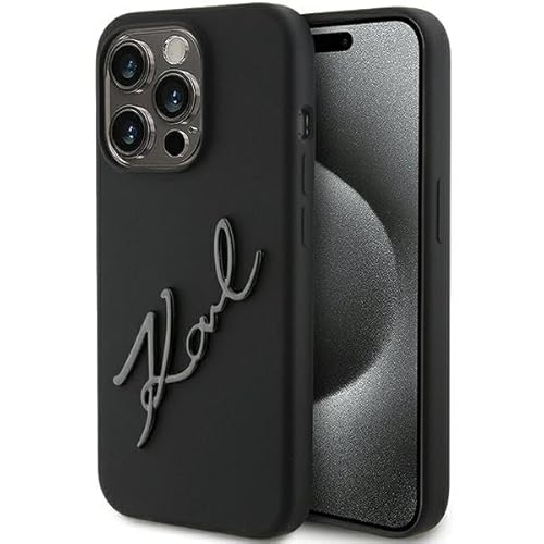 Karl Lagerfeld KLHCP15LSKSBMCK Hülle für iPhone 15 Pro 6.1" Schwarz hardcase Silicone Karl Script von KARL LAGERFELD