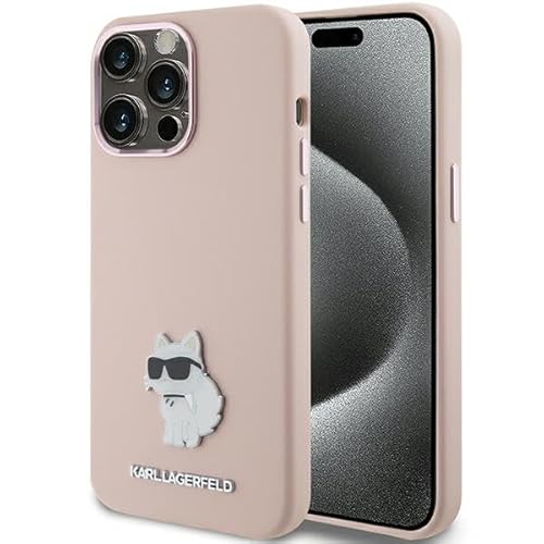 Karl Lagerfeld KLHCP15LSMHCNPP Hülle für iPhone 15 Pro 6.1" Rosa Silicone Choupette Metal Pin von KARL LAGERFELD