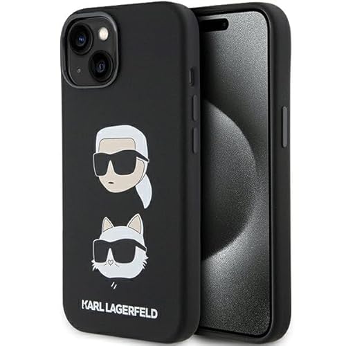Karl Lagerfeld KLHCP15MSDHKCNK Hülle für iPhone 15 Plus 6.7" Schwarz Silicone Karl&Choupette Head von KARL LAGERFELD
