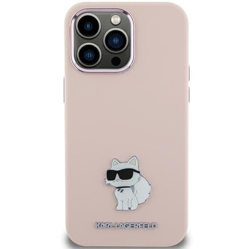 Karl Lagerfeld KLHCP15MSMHCNPP Hülle für iPhone 15 Plus 6.7" Rosa Silicone Choupette Metal Pin von KARL LAGERFELD