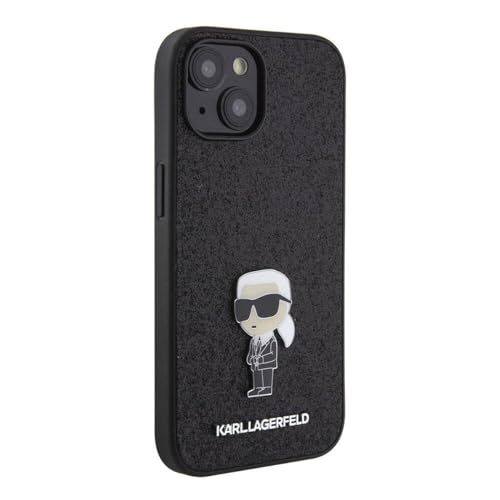 Karl Lagerfeld KLHCP15SGKNPSK Hülle für iPhone 15 6.1" Schwarz hardcase Fixed Glitter Ikonik Logo Metal Pin von KARL LAGERFELD