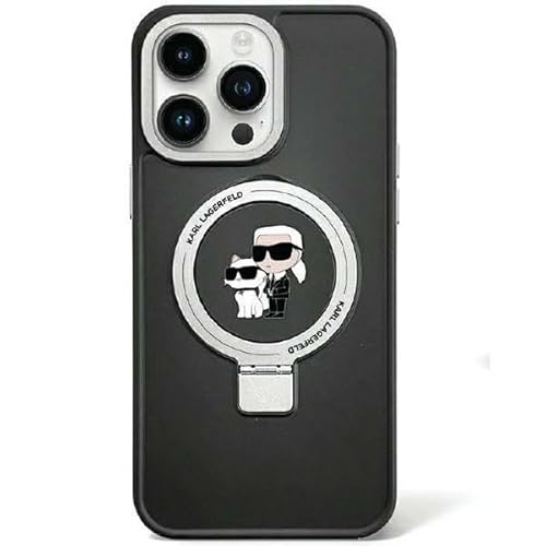 Karl Lagerfeld KLHMP15SHMRSKCK Hülle für iPhone 15 6.1" Schwarz hardcase Ring Stand Karl&Choupettte von KARL LAGERFELD