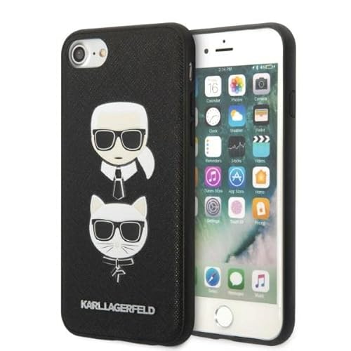 Karl Lagerfeld Saffiano Karl & Choupette Heads - Hülle iPhone SE 2022 / SE 2020/8 / 7 (Schwarz) von KARL LAGERFELD