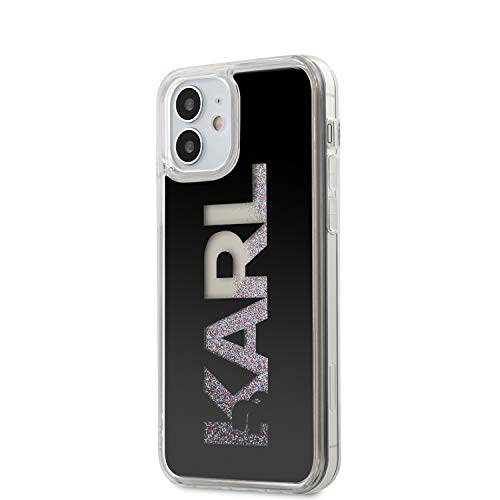Karl Schutzhülle für iPhone 12 (flüssiges Glitzer-Logo, mehrfarbiger Glitzer) Schwarz von KARL LAGERFELD